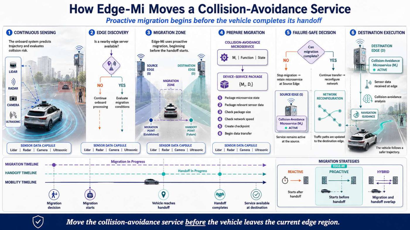 Slide 4 of 5 from the visual summary of “Edge-Mi: Edge-based Microservices for Mobility-aware Task Migration Scheme”