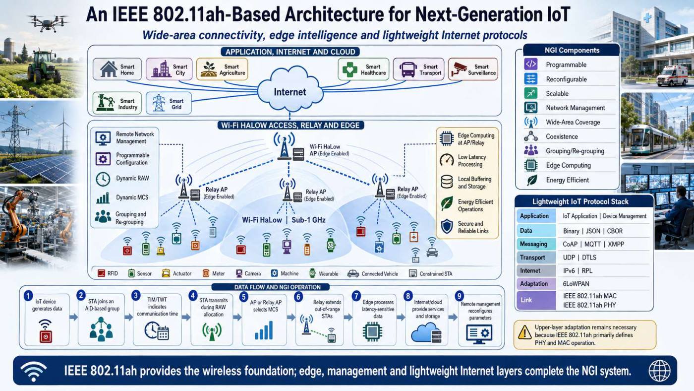 Slide 4 of 5 from the visual summary of “Analyzing the Suitability of IEEE 802.11ah for Next Generation Internet of Things: A Comparative Study”