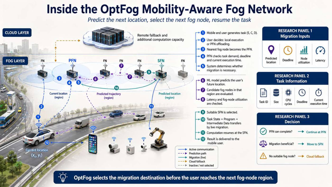 Slide 3 of 5 from the visual summary of “OptFog: Optimized Mobility-Aware Task Offloading and Migration Model for Fog Networks”